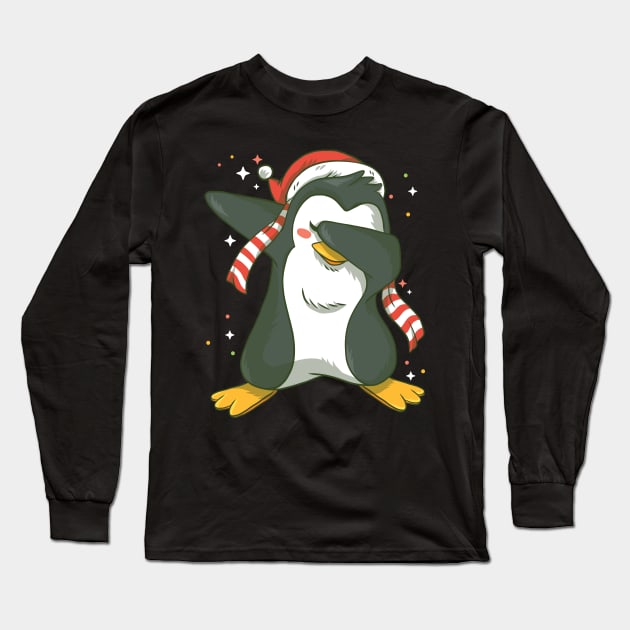 Cute Dabbing Penguin Dab Dance Christmas T-Shirt Long Sleeve T-Shirt by teepartee